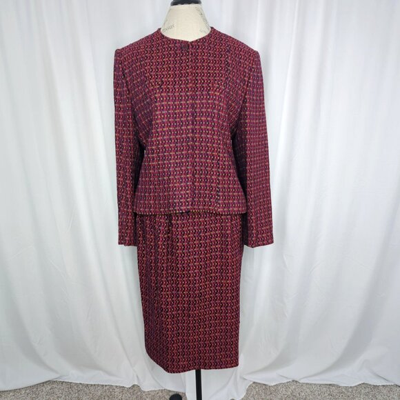 Vintage Evan Picone Blazer Medium Red Tweed Boxy - Picture 8 of 10